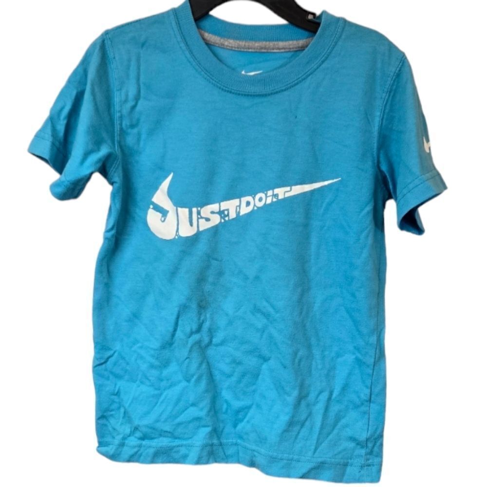 Nike Little Boys Aqua Swoosh T-Shirt Casual Shirt Graphic Print Kids Tee Size 4